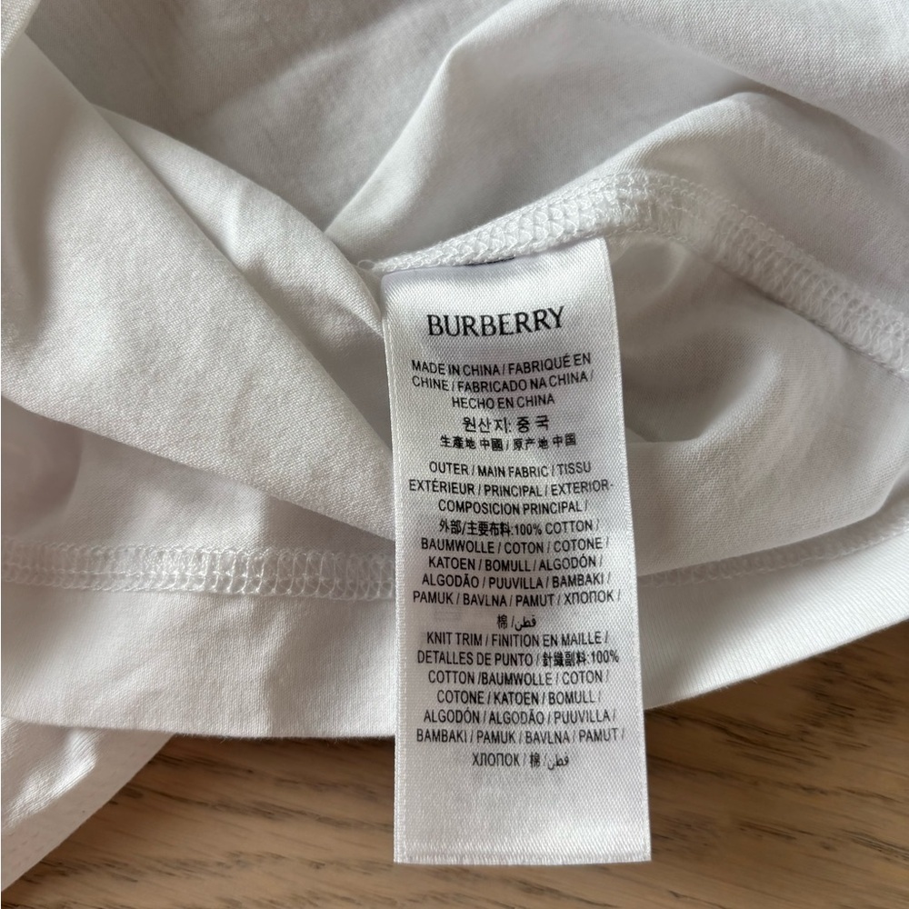 Burberry Men’s White Cotton T-shirt In Size L - Picture 5 of 5